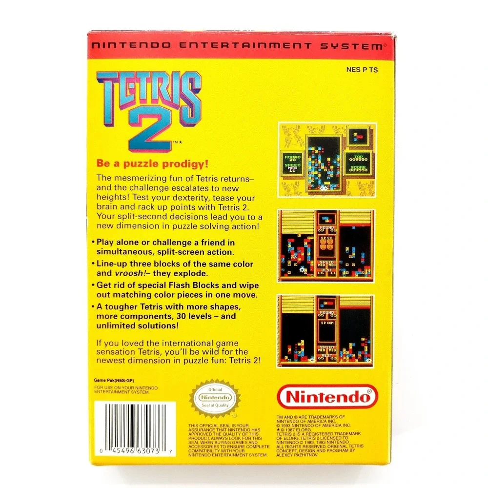 Tetris 2 (Nintendo Entertainment System, 1993) Authentic Complete Tested & Works